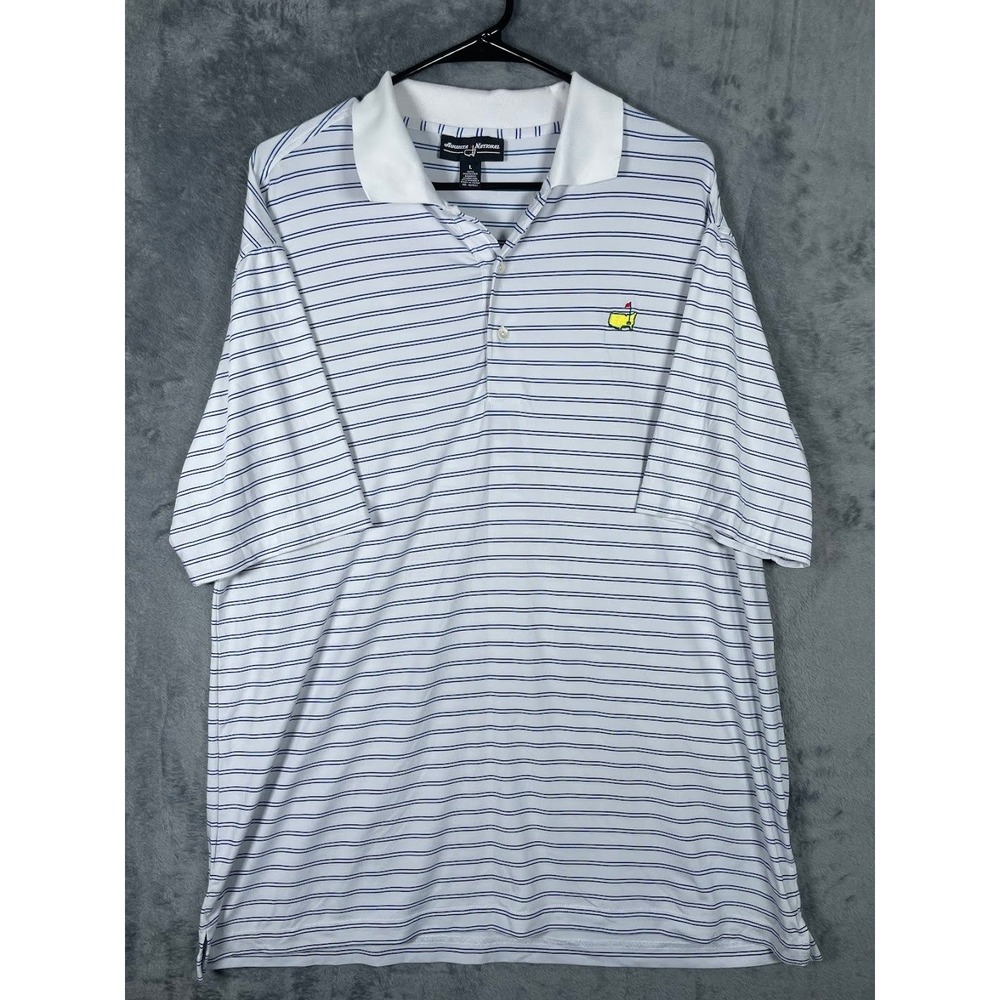 Augusta National Masters Golf Performance Polo Shirt Mens Large White Blue